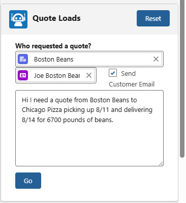 Text to Load component showing email text copied automatically into the text box.